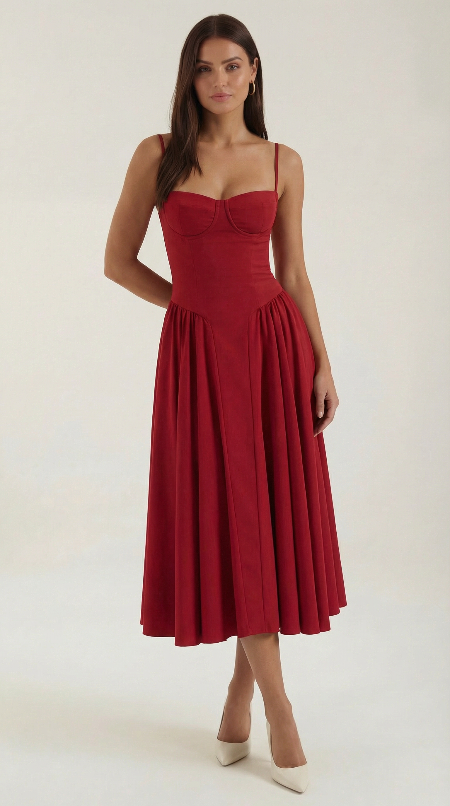 Isolde floral corset wedding guest midi dress - detail 7