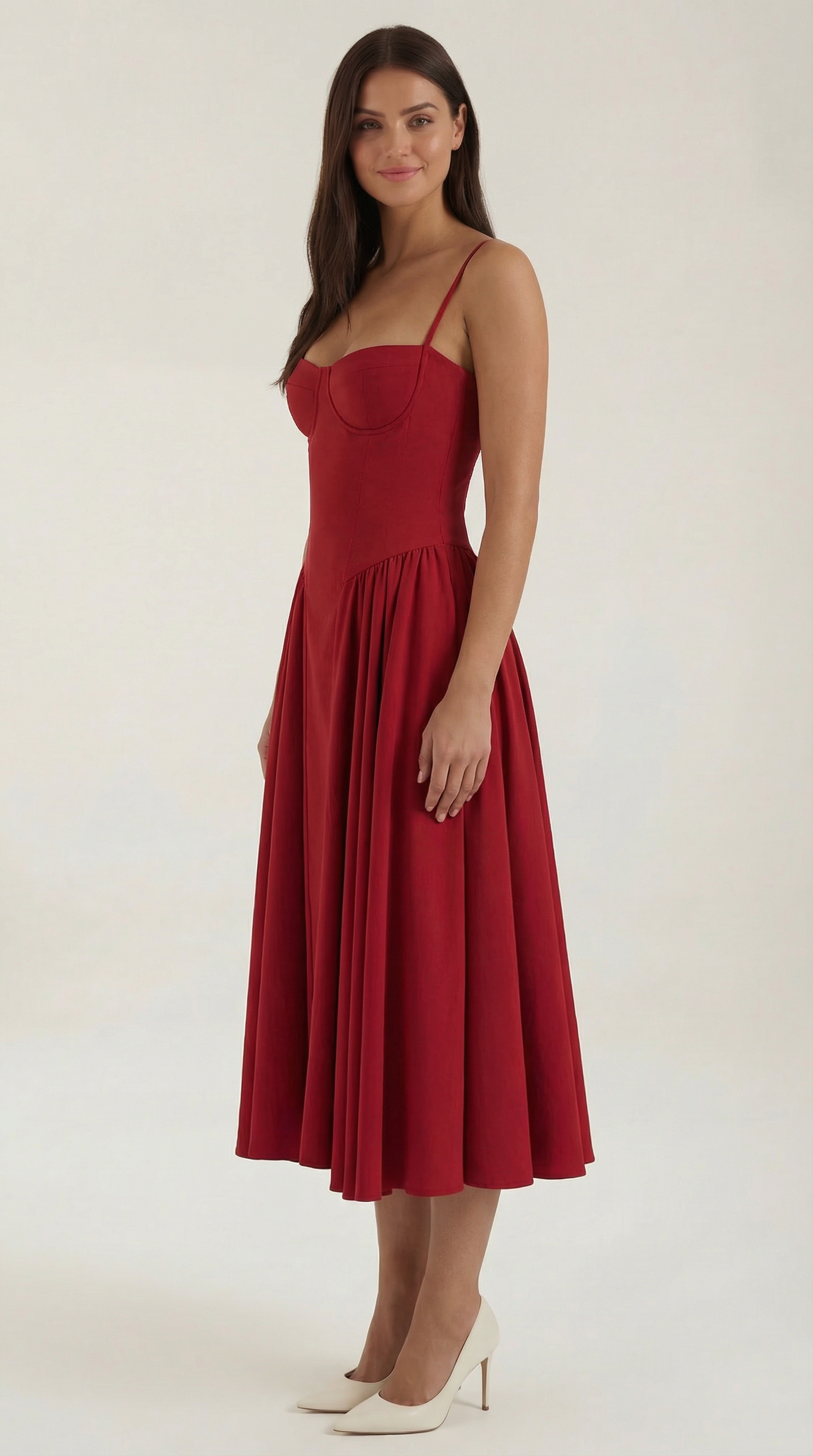 Isolde floral corset wedding guest midi dress - detail 8