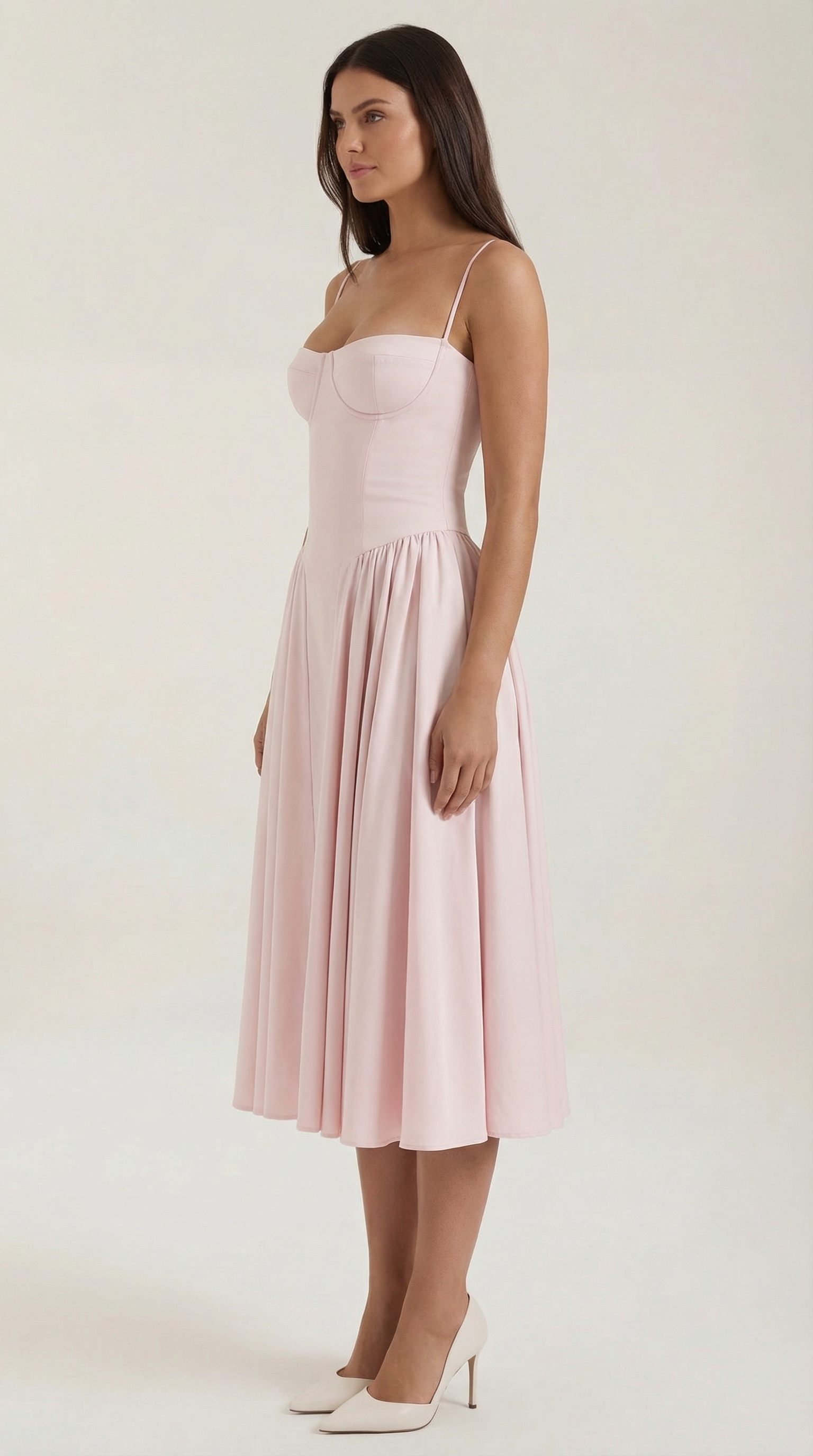 Isolde floral corset wedding guest midi dress - detail 13