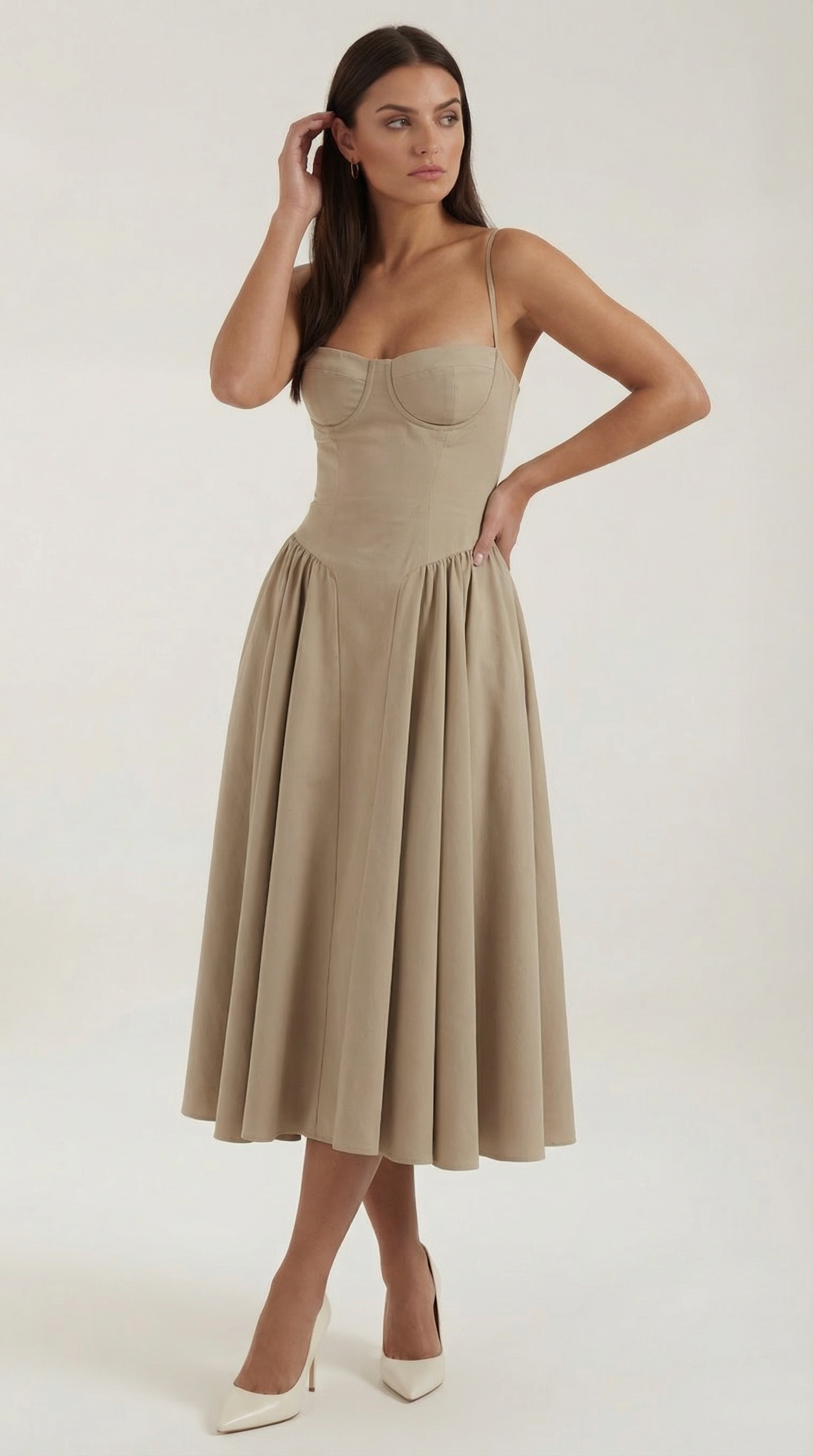 Isolde floral corset wedding guest midi dress - detail 17