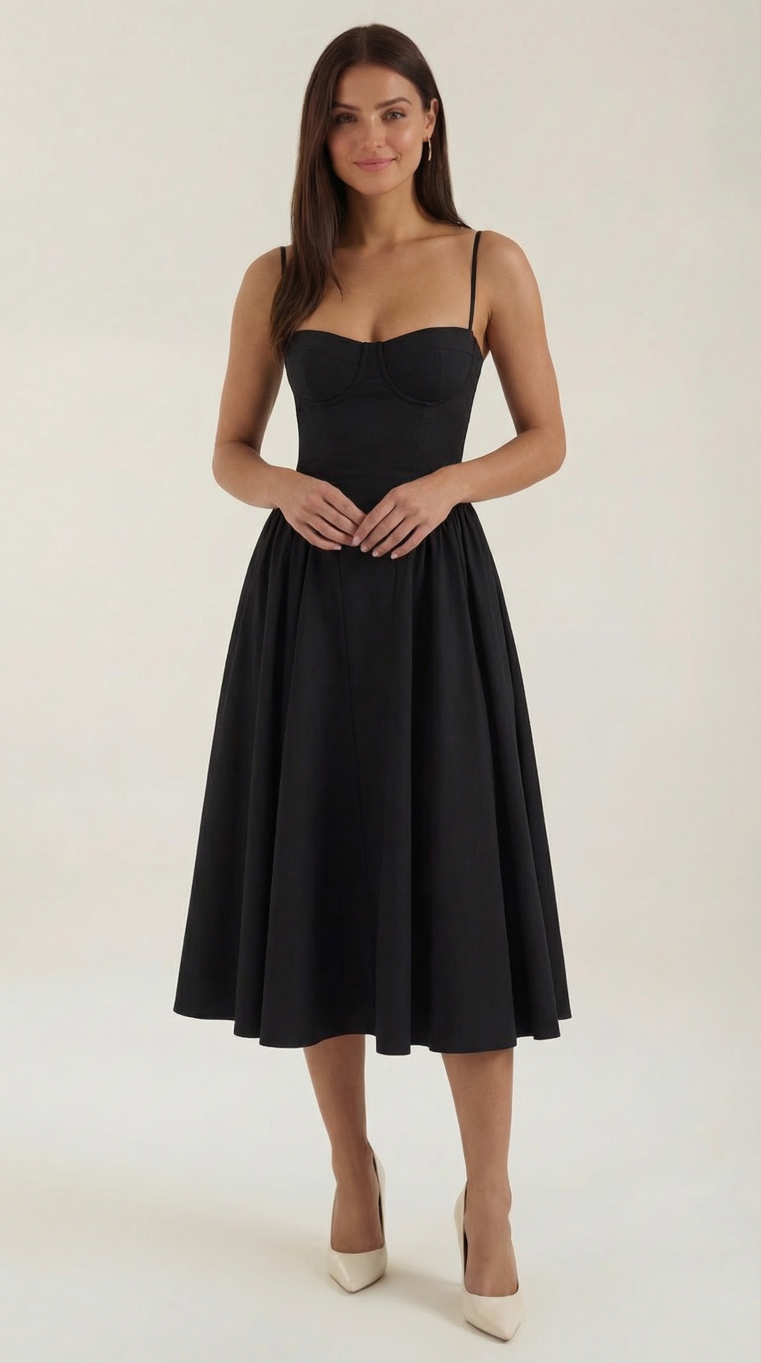 Isolde floral corset wedding guest midi dress - color Black