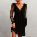 Jane V-neck sheer sleeve mini dress - front view