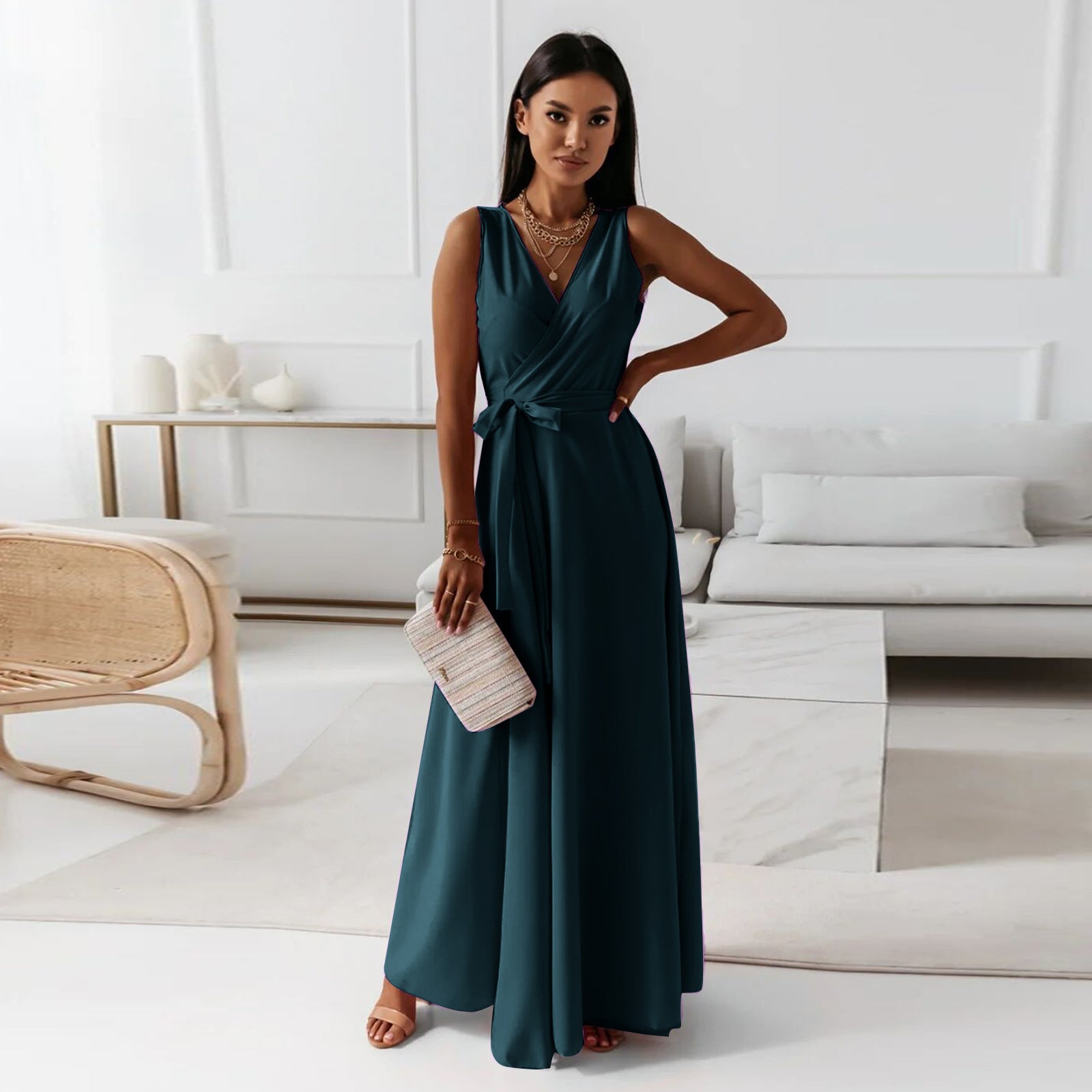 Jenny V neck wrap maxi dress - side view