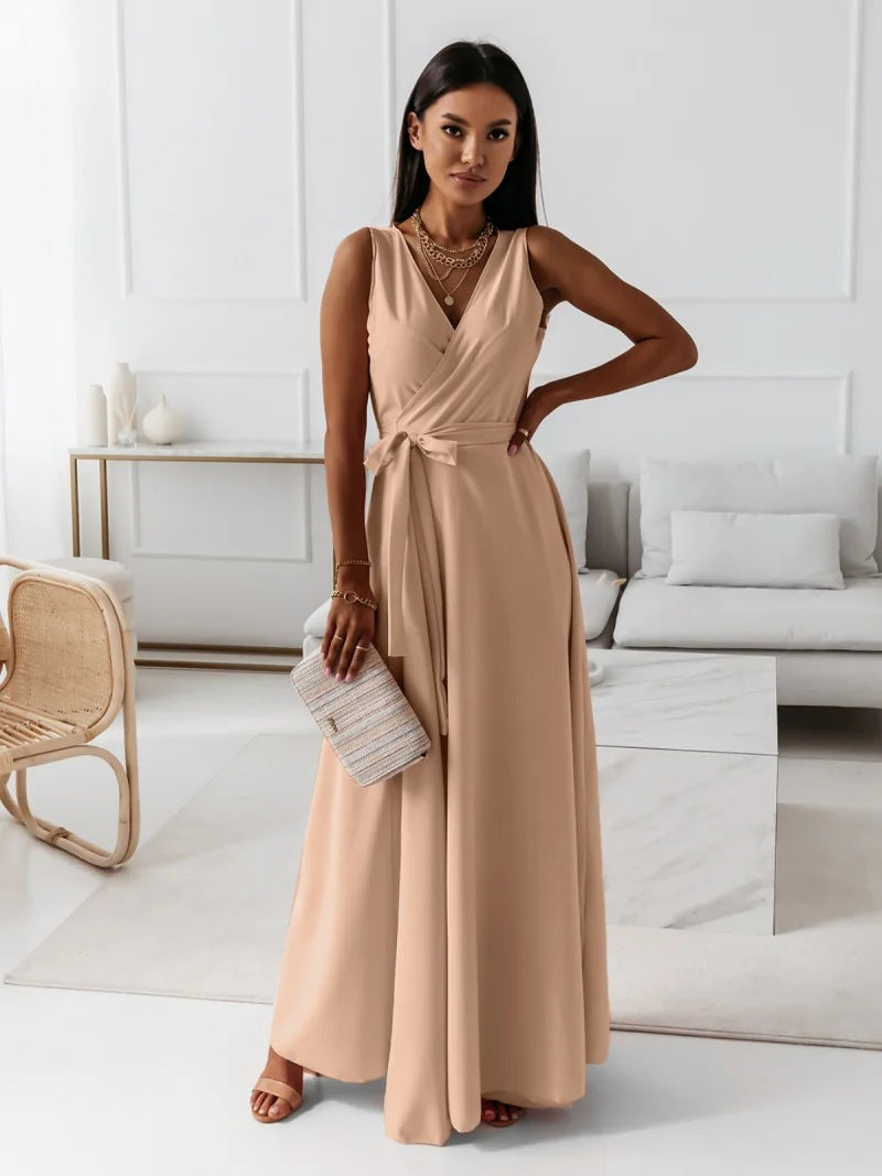 Jenny V neck wrap maxi dress - full look