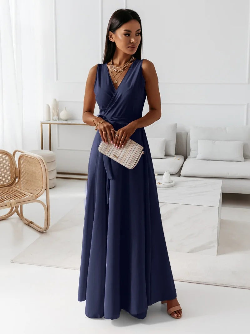 Jenny V neck wrap maxi dress - close up