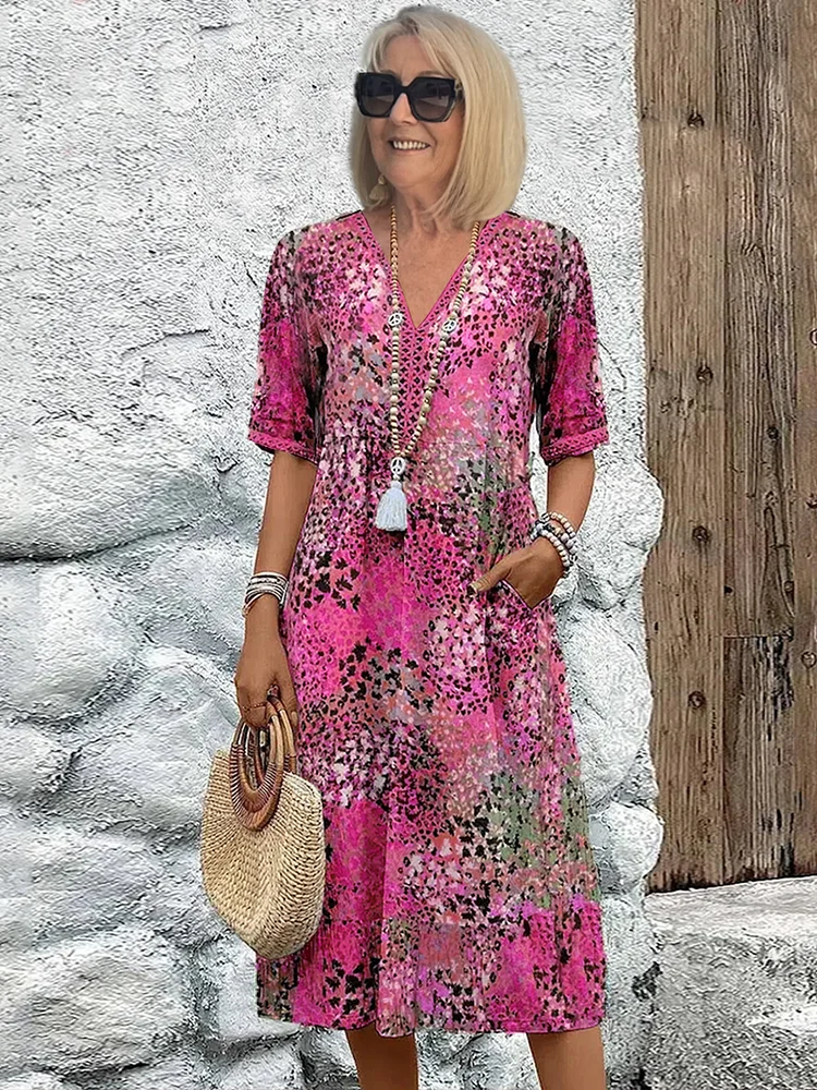 Jocasta vibrant pattern midi dress - detail view
