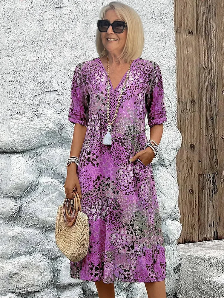 Jocasta vibrant pattern midi dress - styled view