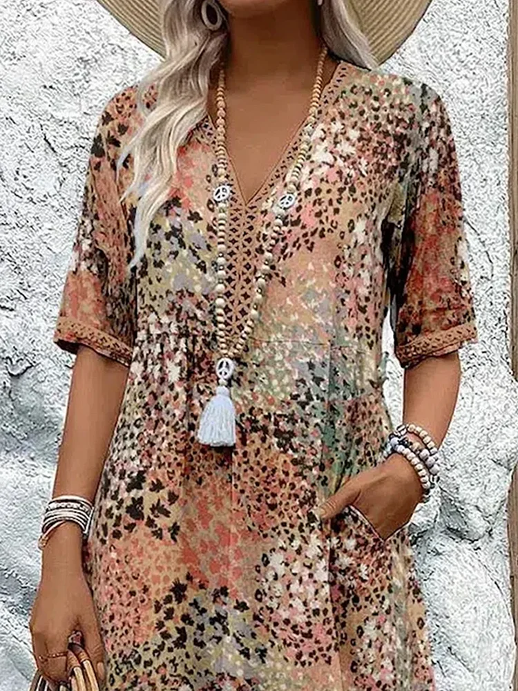Jocasta vibrant pattern midi dress - styled view