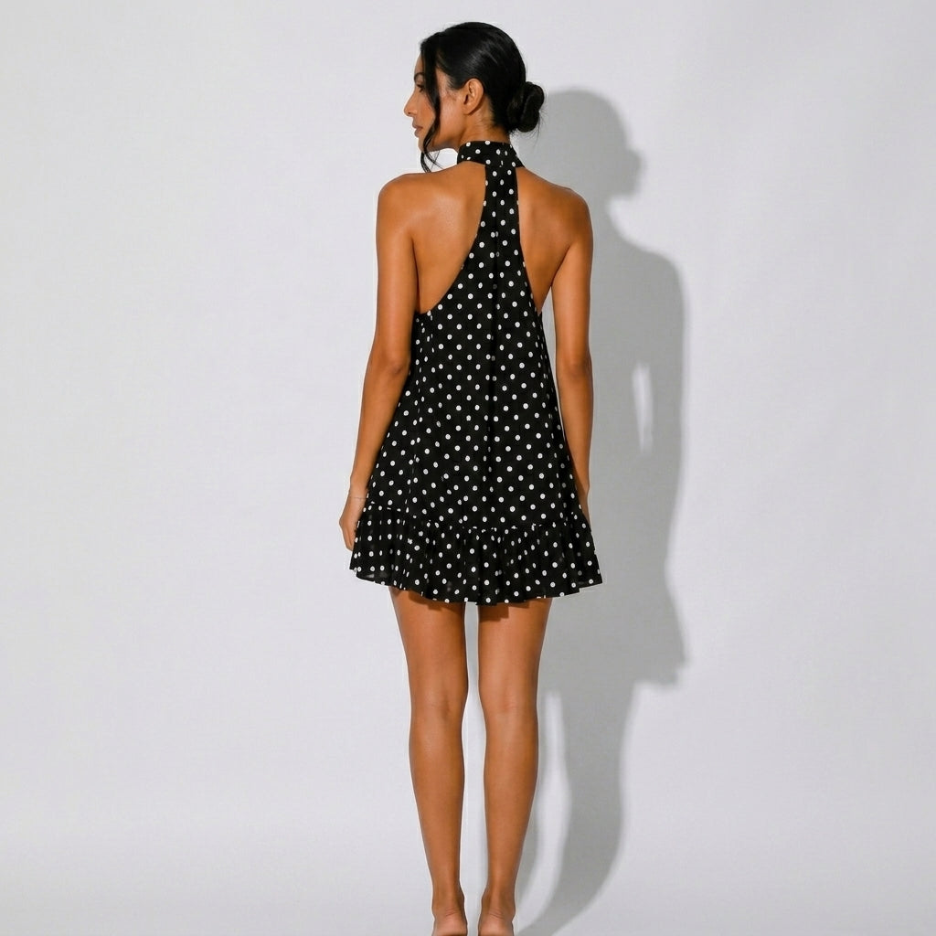 Josefina polka dot halterneck mini dress - side view
