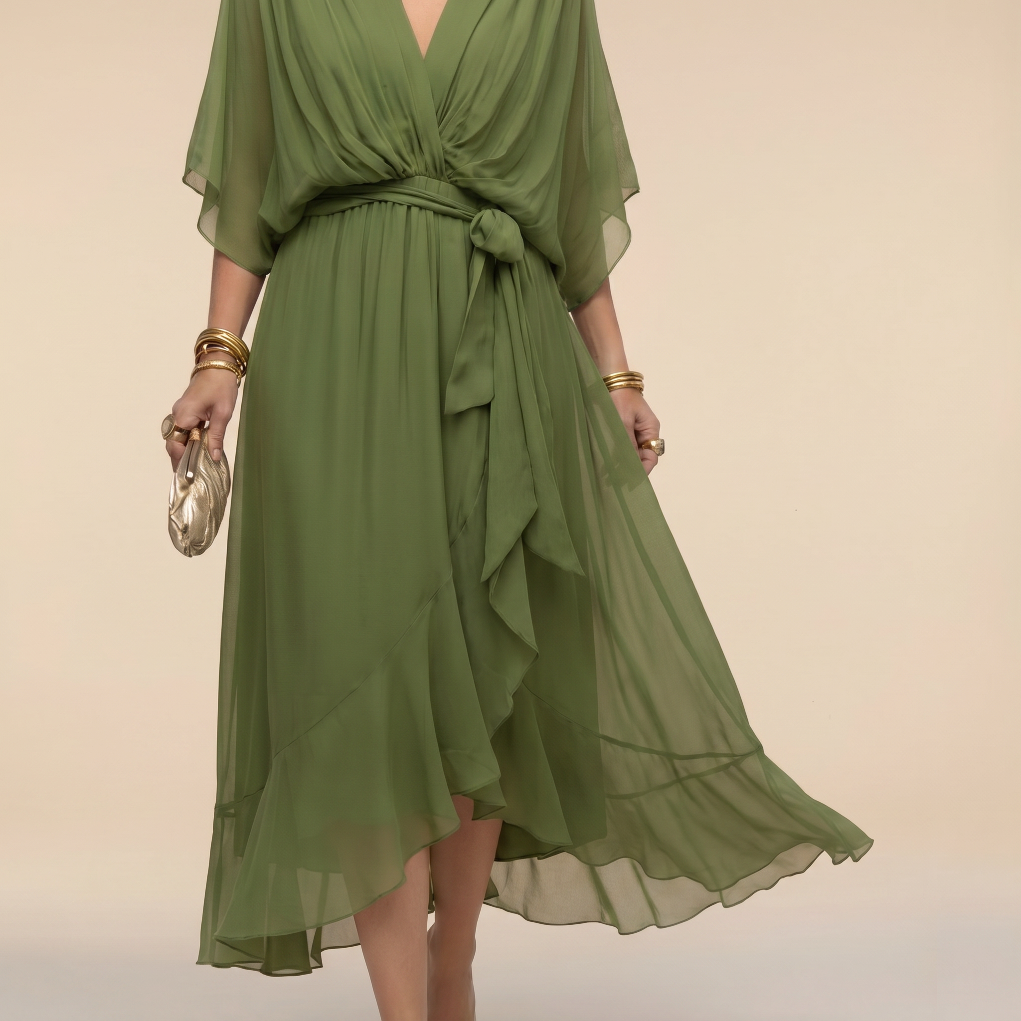 Julia V-neck wrap midi dress - side view
