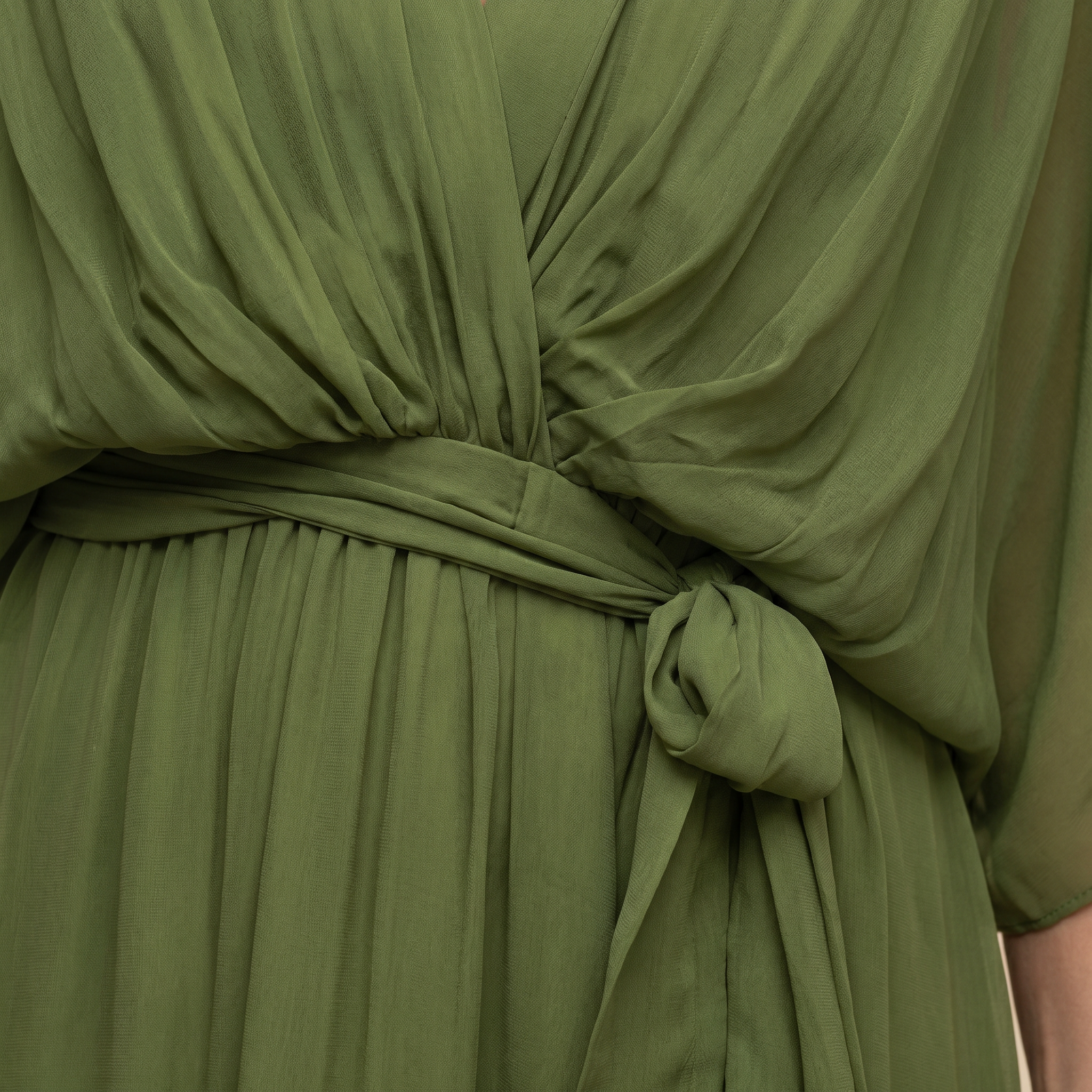 Julia V-neck wrap midi dress - waist tie detail