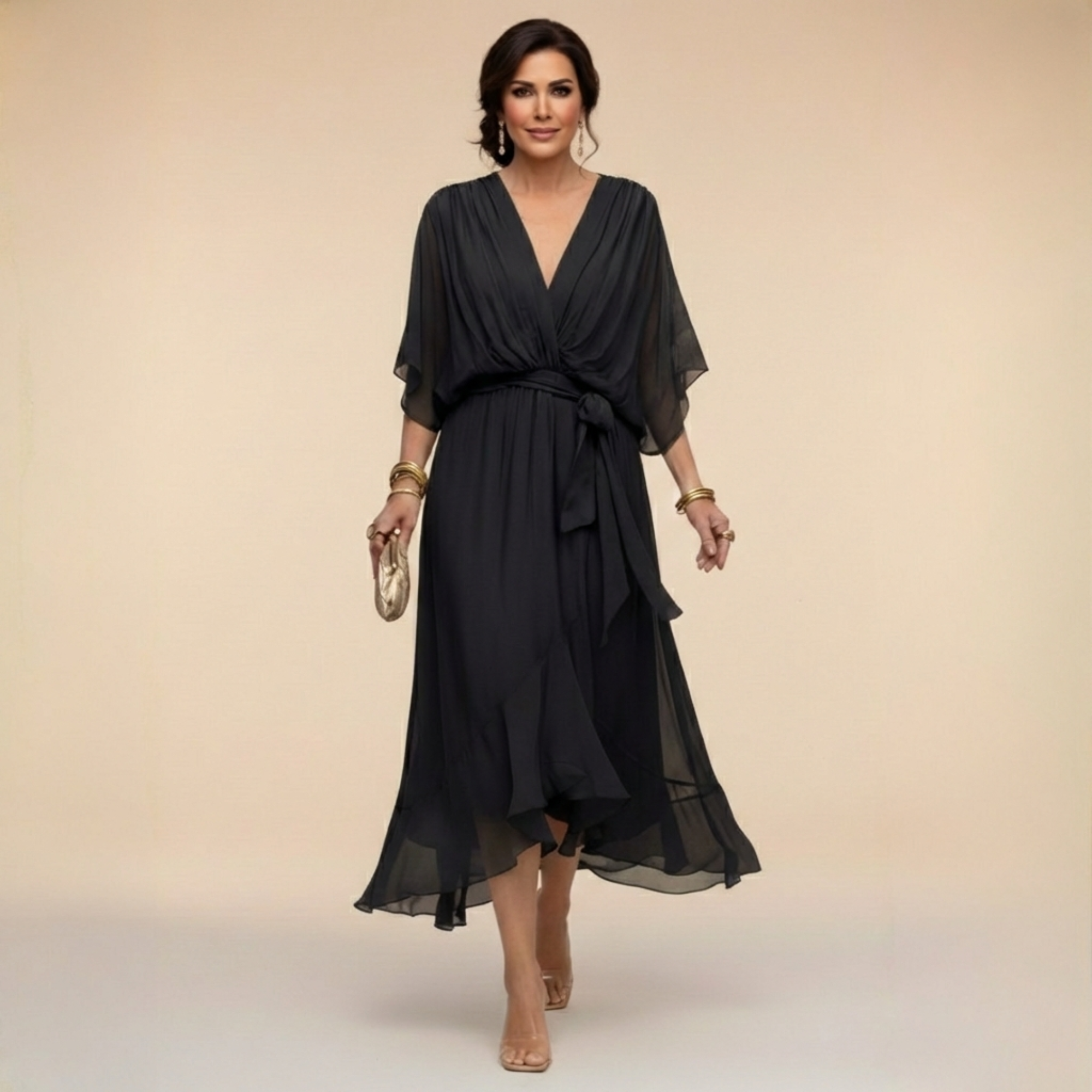 Julia V-neck wrap midi dress - colour options 1