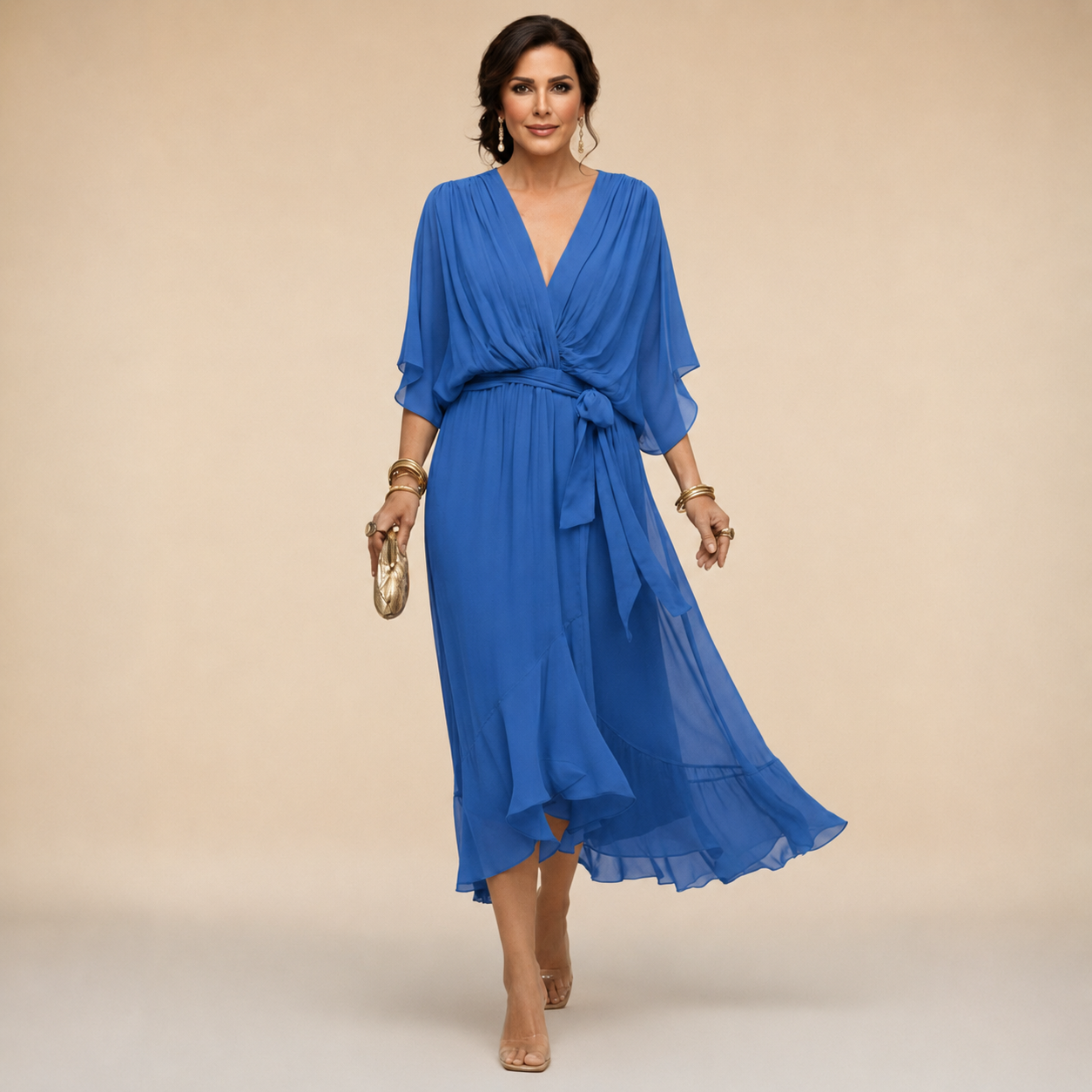 Julia V-neck wrap midi dress - colour options 2