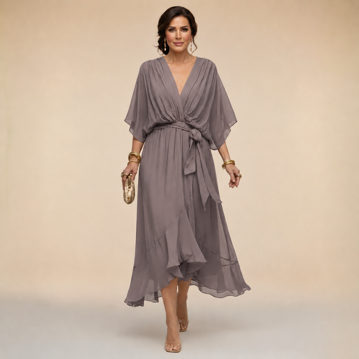 Julia V-neck wrap midi dress - colour options 3