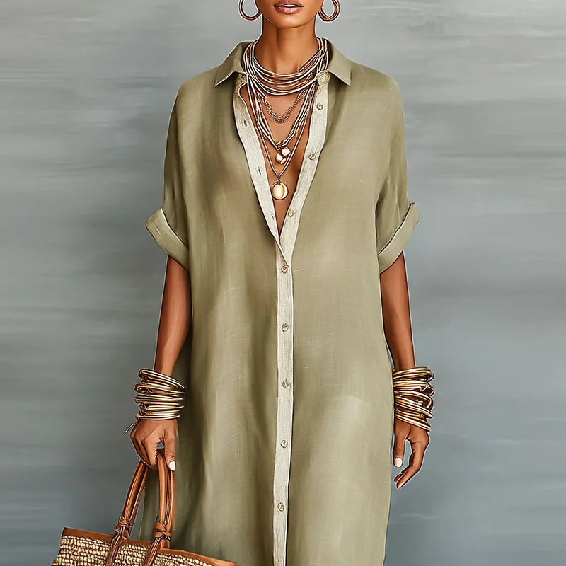 Juliana button front maxi shirt dress - back view