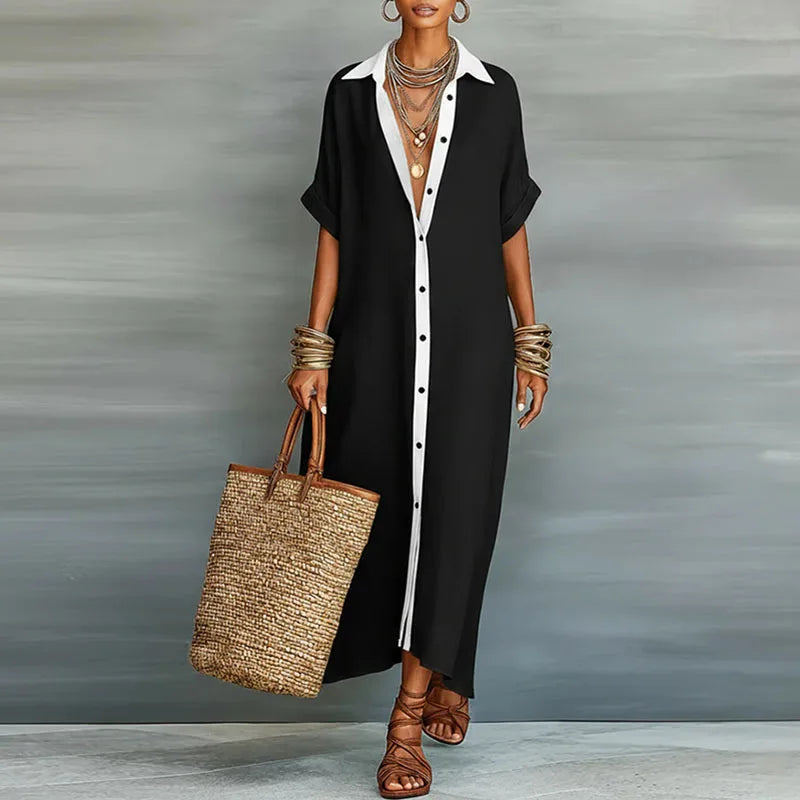 Juliana button front maxi shirt dress - color option