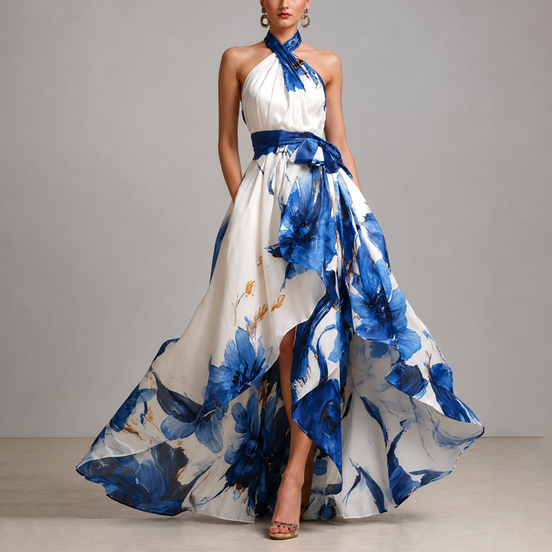 Klara floral halter maxi dress - front view