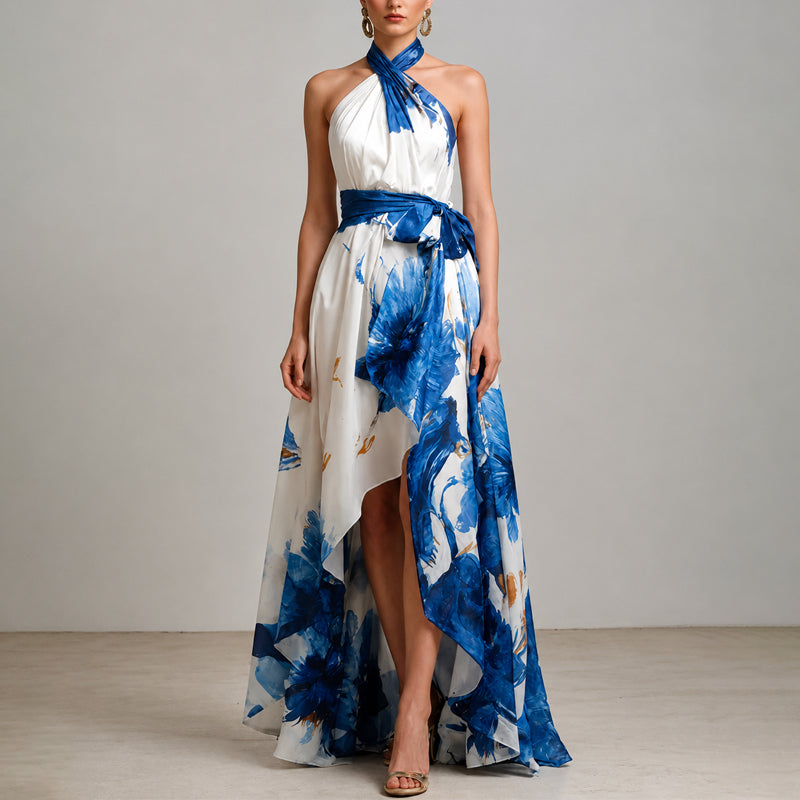 Klara floral halter maxi dress - side view