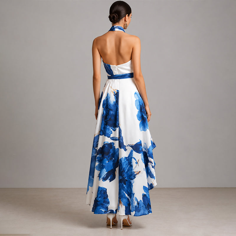Klara floral halter maxi dress - back view