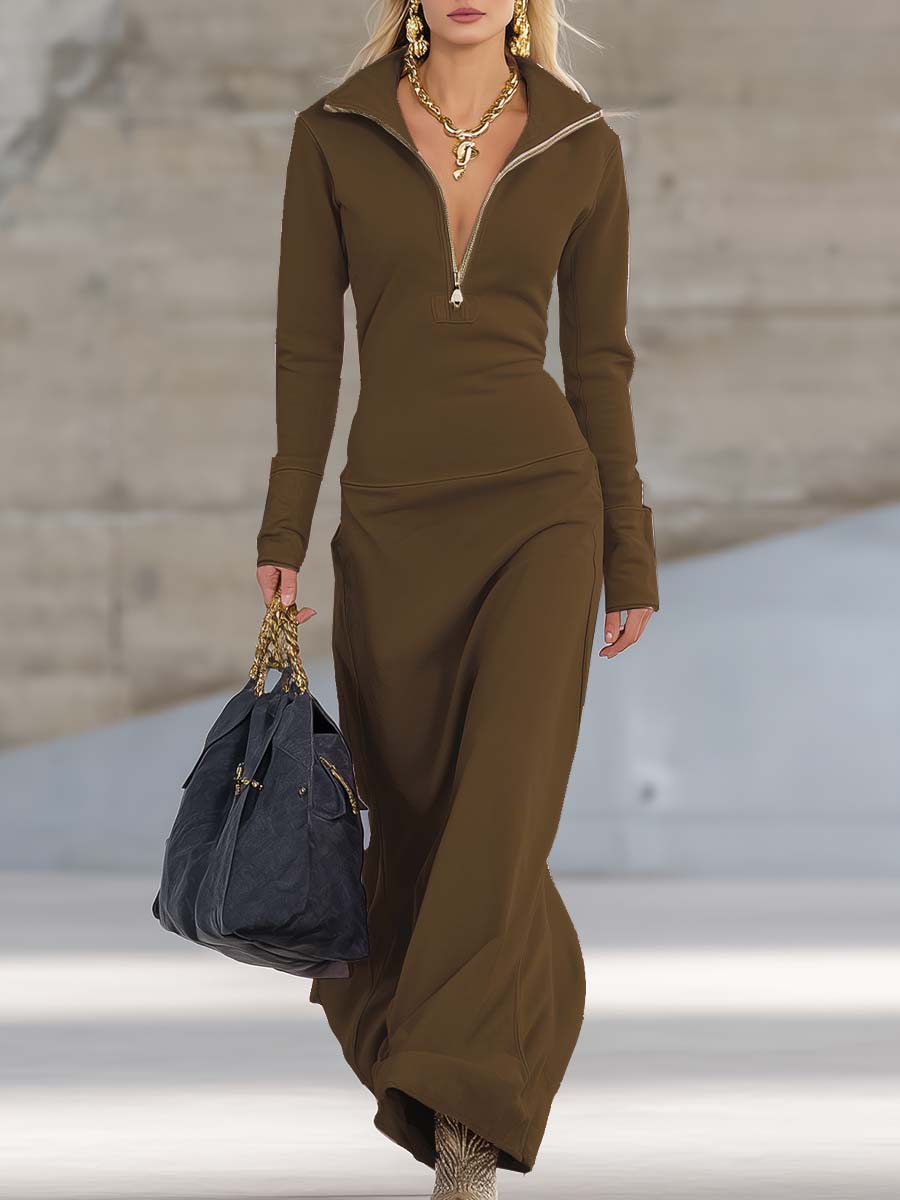 Leona hooded zip front maxi dress - additional angle 2