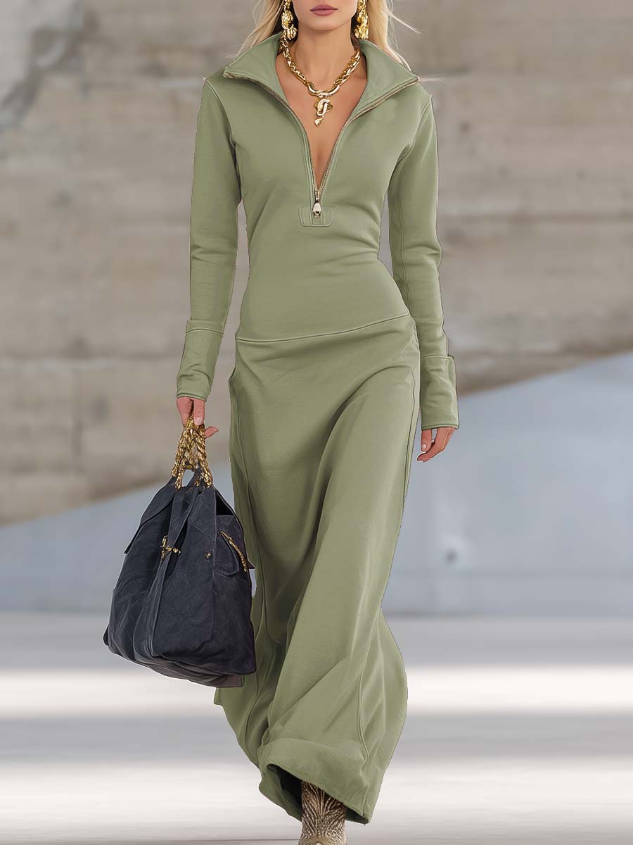Leona hooded zip front maxi dress - additional angle 3