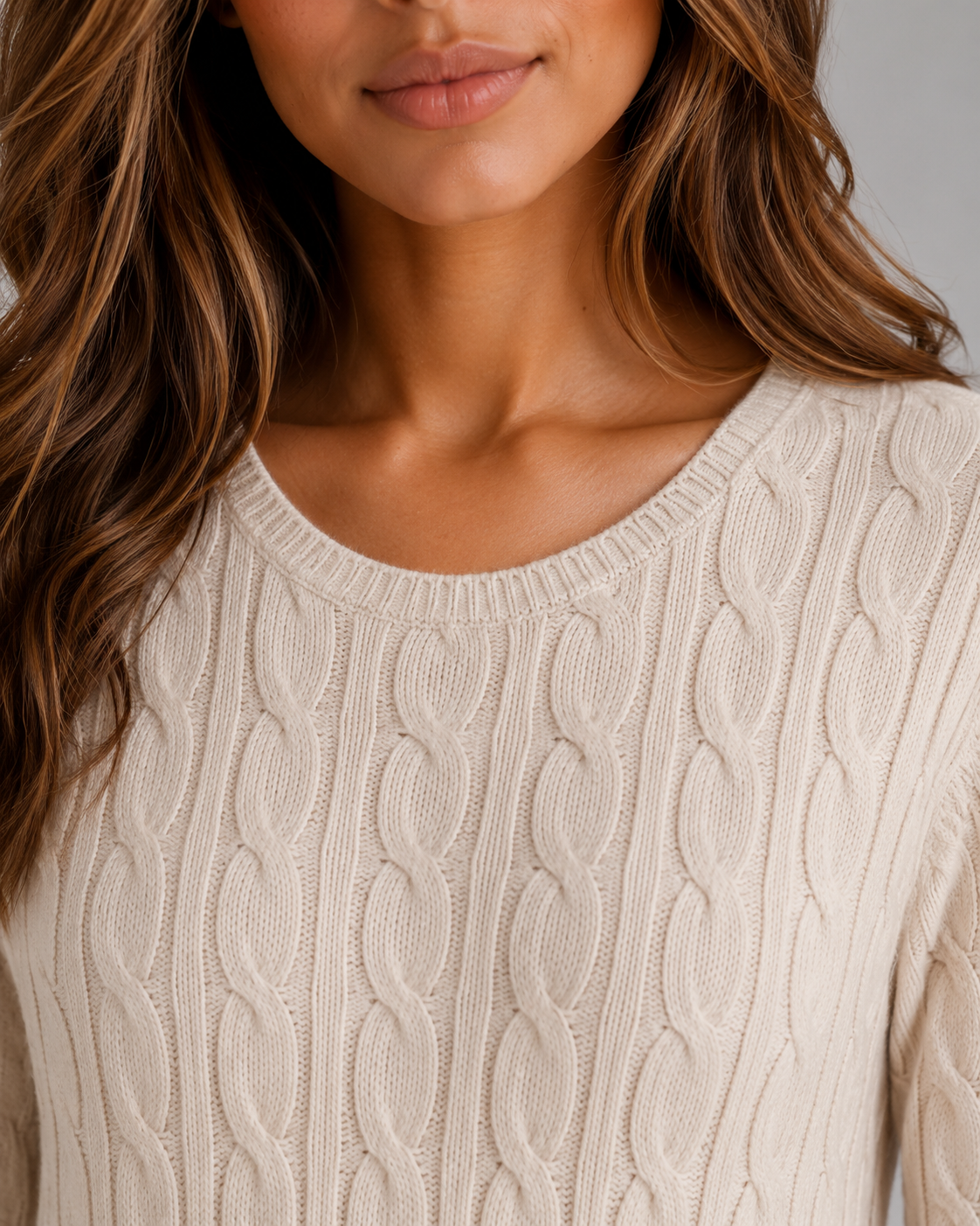 Leora cable knit long sleeve maxi dress - detail view