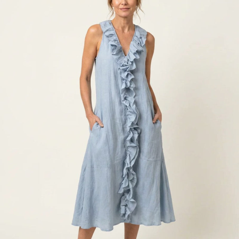 Lotte bohemian linen midi dress - side view
