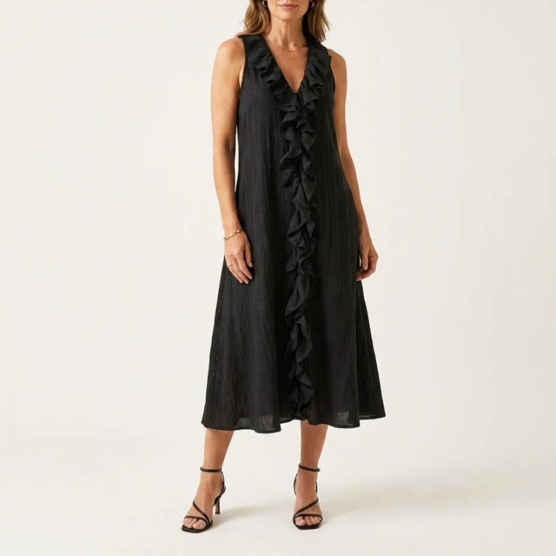 Lotte bohemian linen midi dress - back view