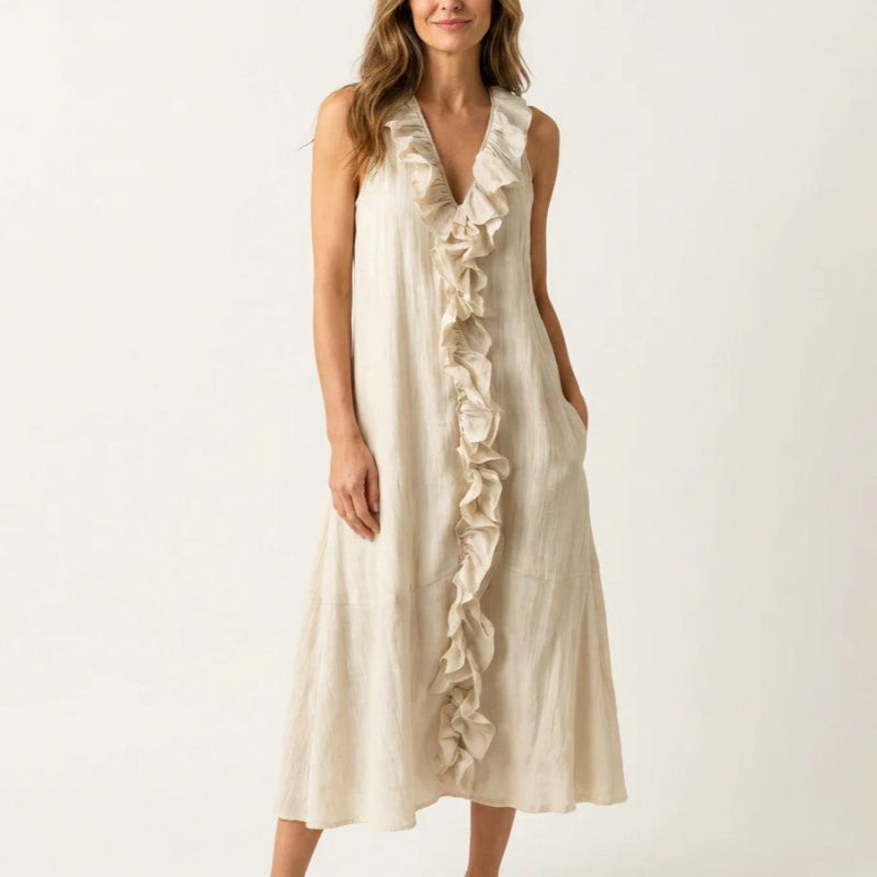 Lotte bohemian linen midi dress - styled outfit