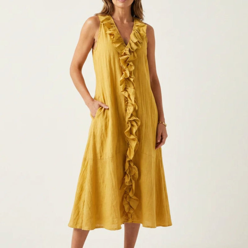 Lotte bohemian linen midi dress - full look