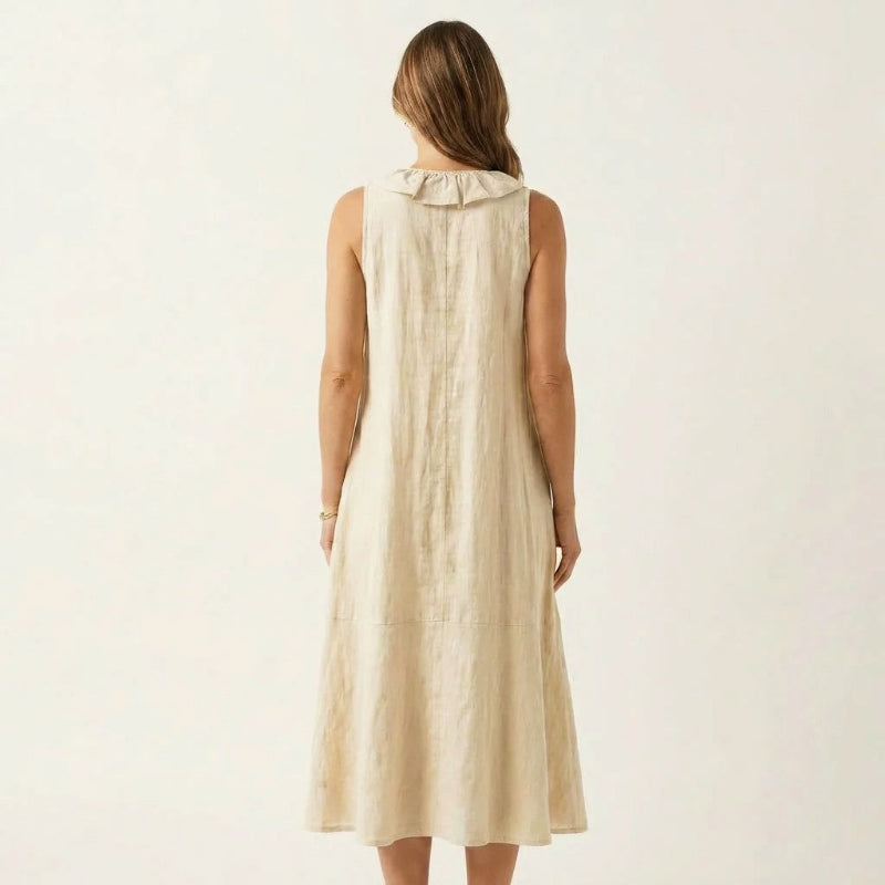 Lotte bohemian linen midi dress - close up