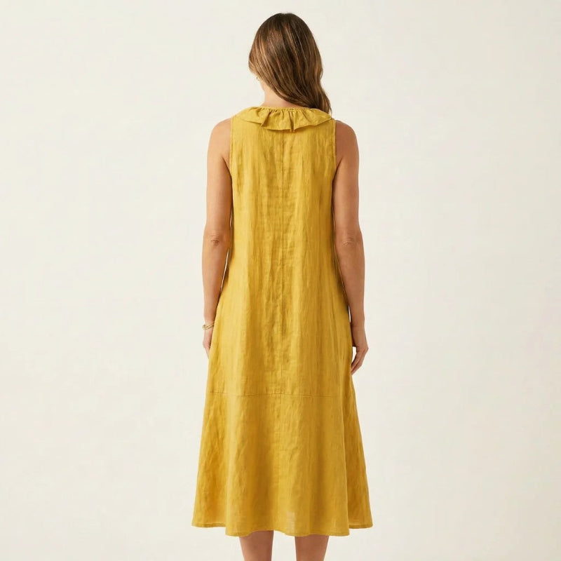 Lotte bohemian linen midi dress - close up