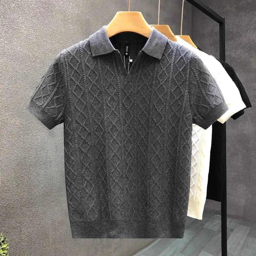 Lucan diamond-knit henley - side view