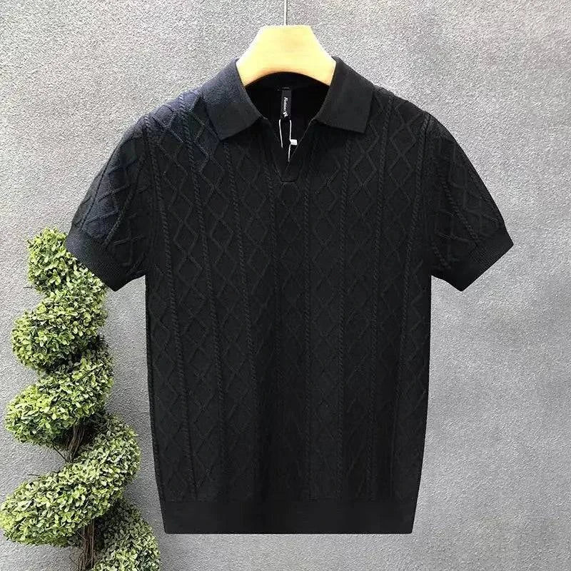 Lucan diamond-knit henley - back view