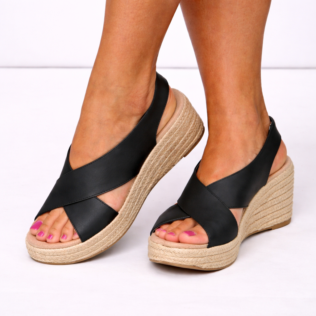 Lucia orthopedic espadrille sandals - color Black