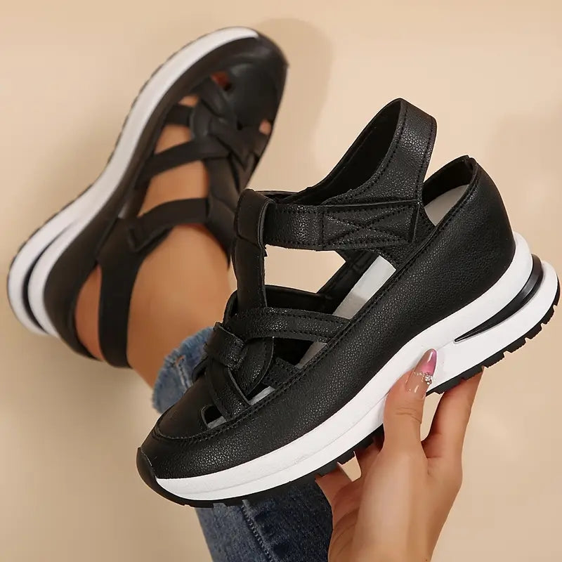 Lysandra structured wrap-over sandals - styled view