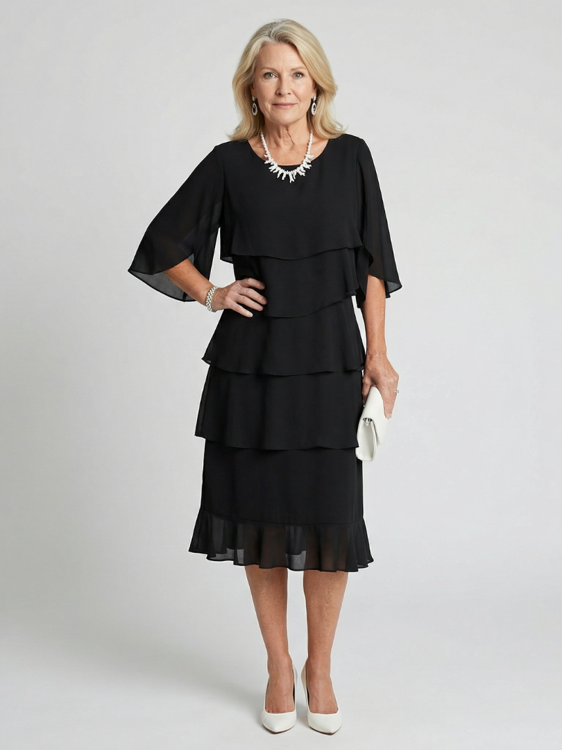 Madison tiered midi dress - front view