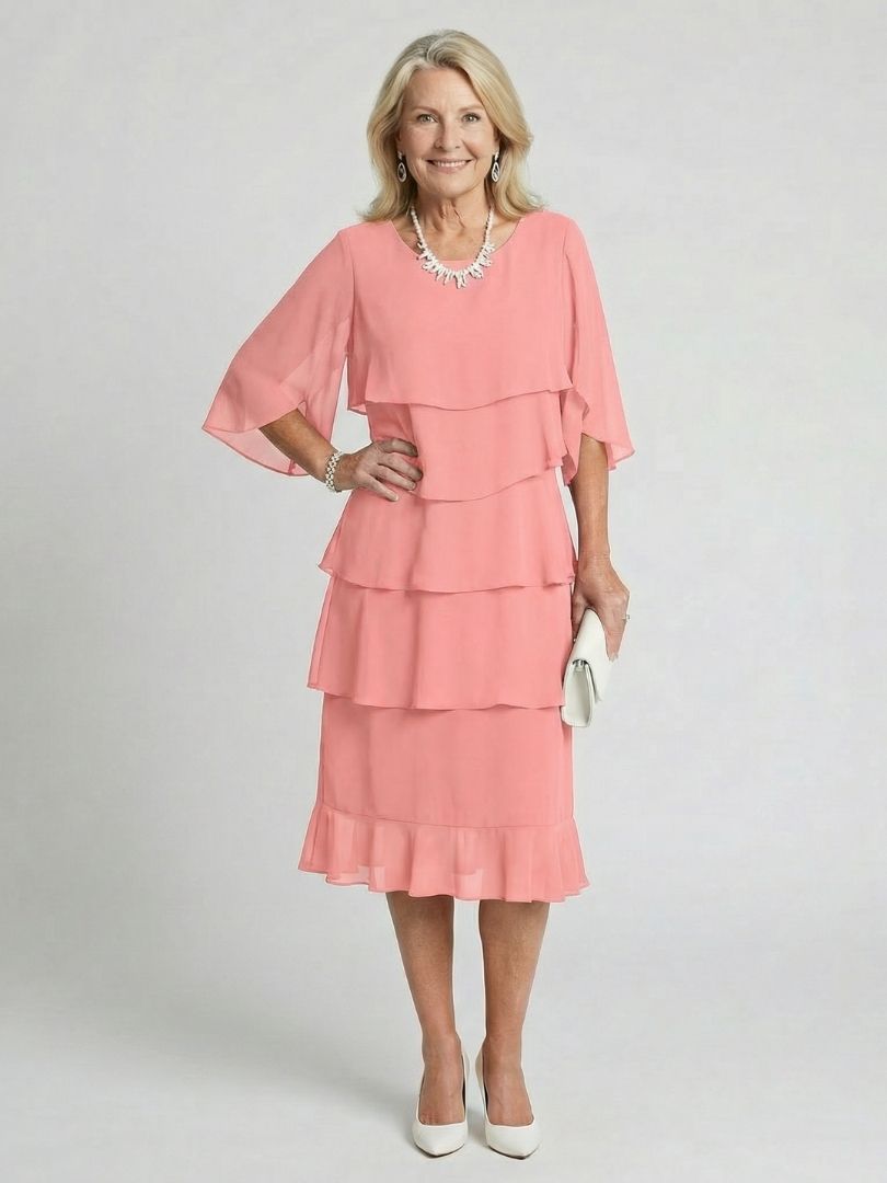 Madison tiered midi dress - full look 2