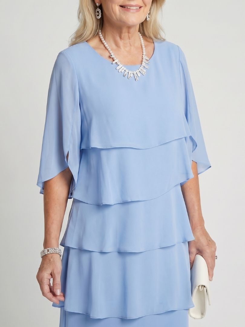 Madison tiered midi dress - colour Light Blue