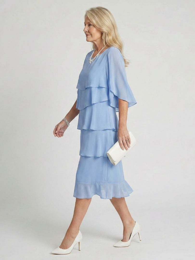 Madison tiered midi dress - colour White