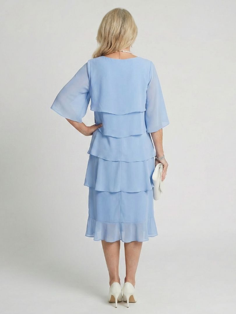 Madison tiered midi dress - colour Pink