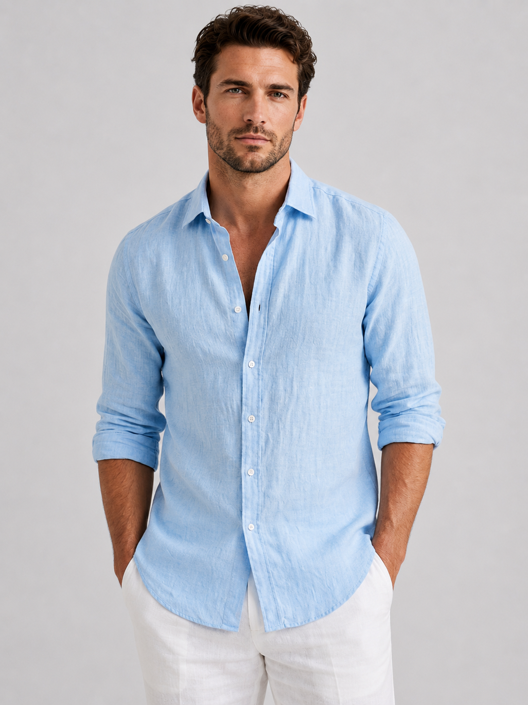 Magnus linen-look knit polo - front view