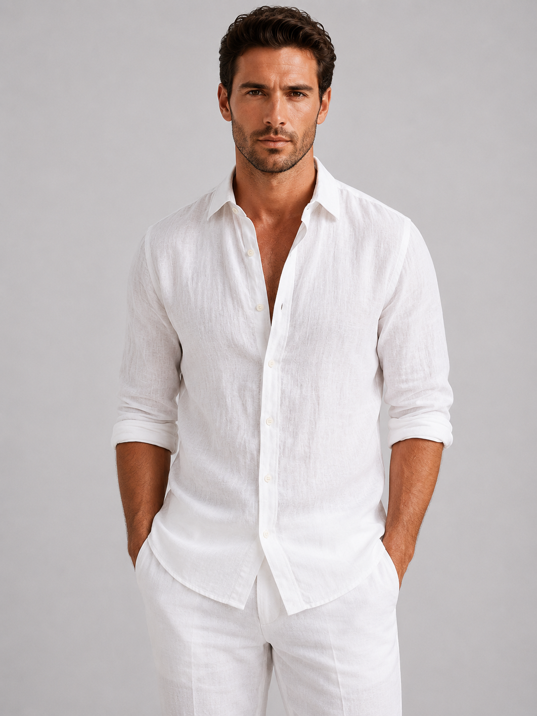 Magnus linen-look knit polo - detail view
