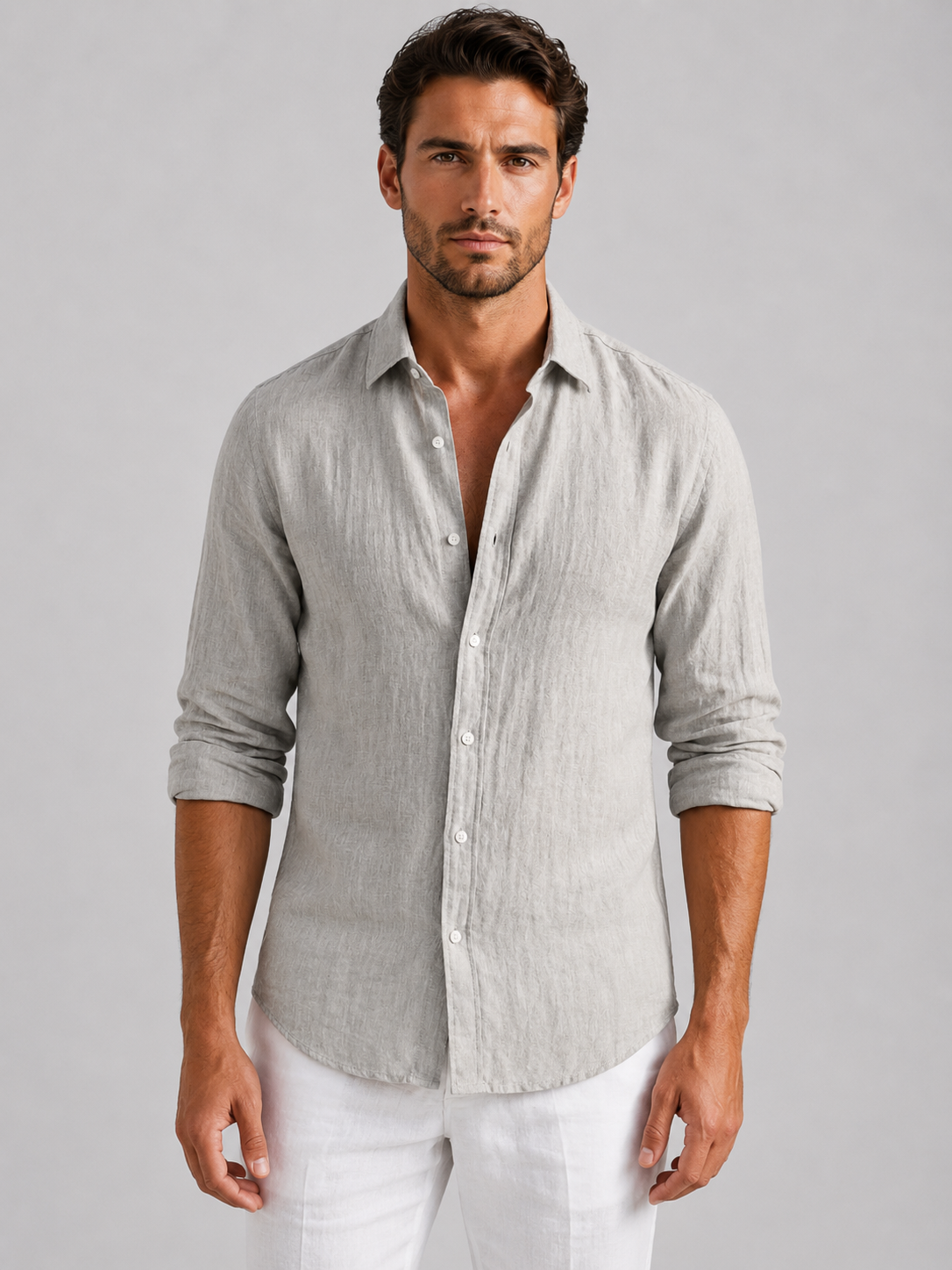 Magnus linen-look knit polo - styled view