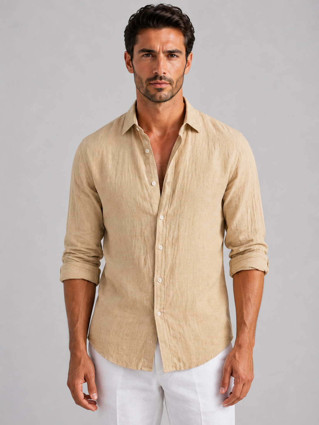 Magnus linen-look knit polo - styled view