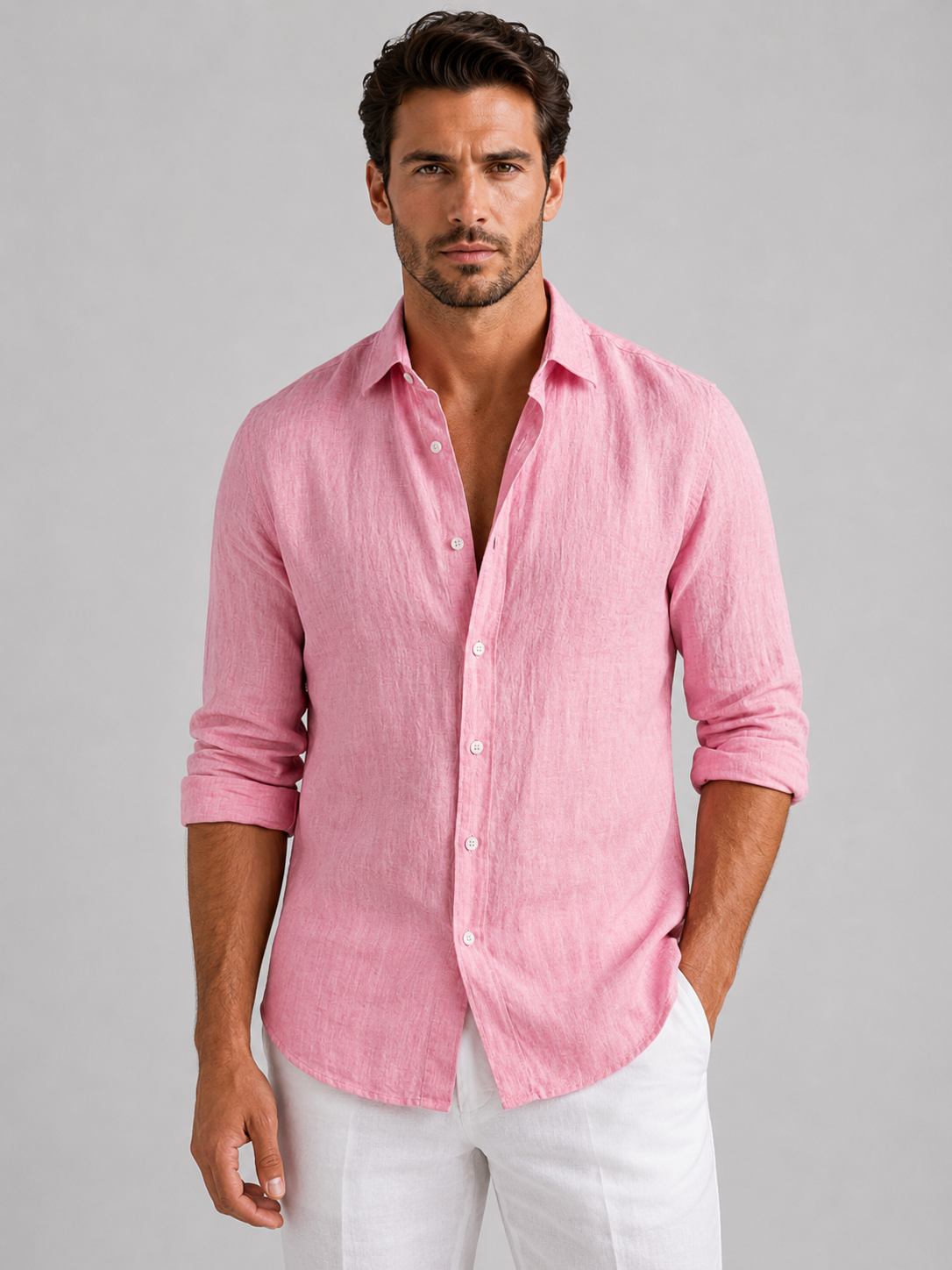 Magnus linen-look knit polo - styled view