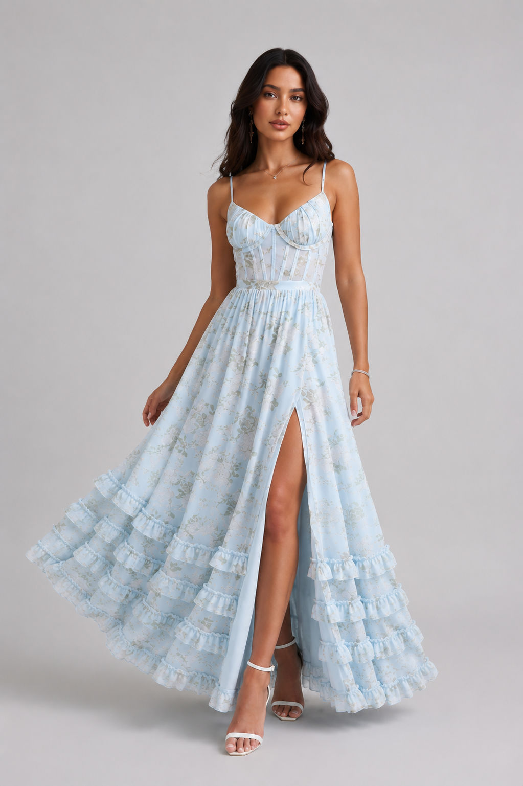 Marcella floral corset maxi dress - back view