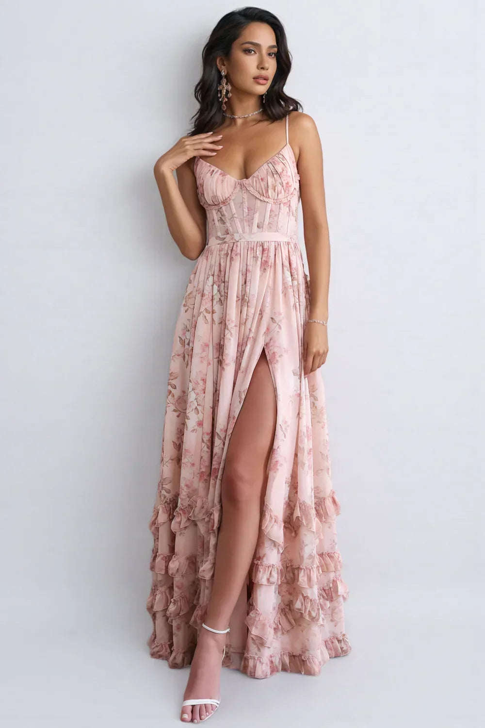 Marcella floral corset maxi dress - fabric detail