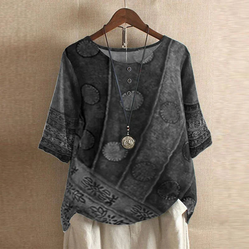 Marcelline retro floral long sleeve top - side view