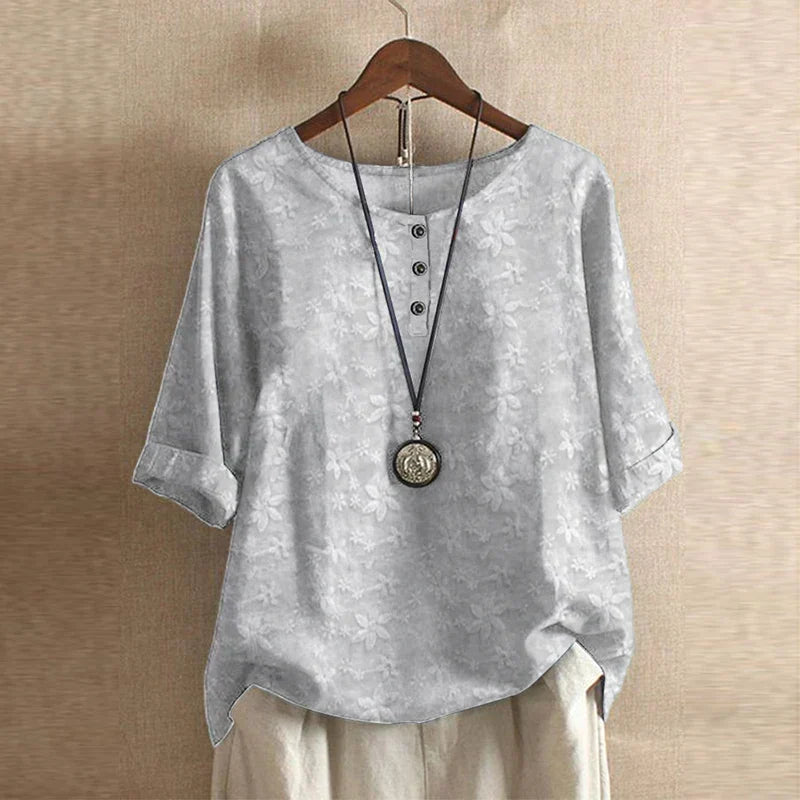 Marcelline retro floral long sleeve top - styled view